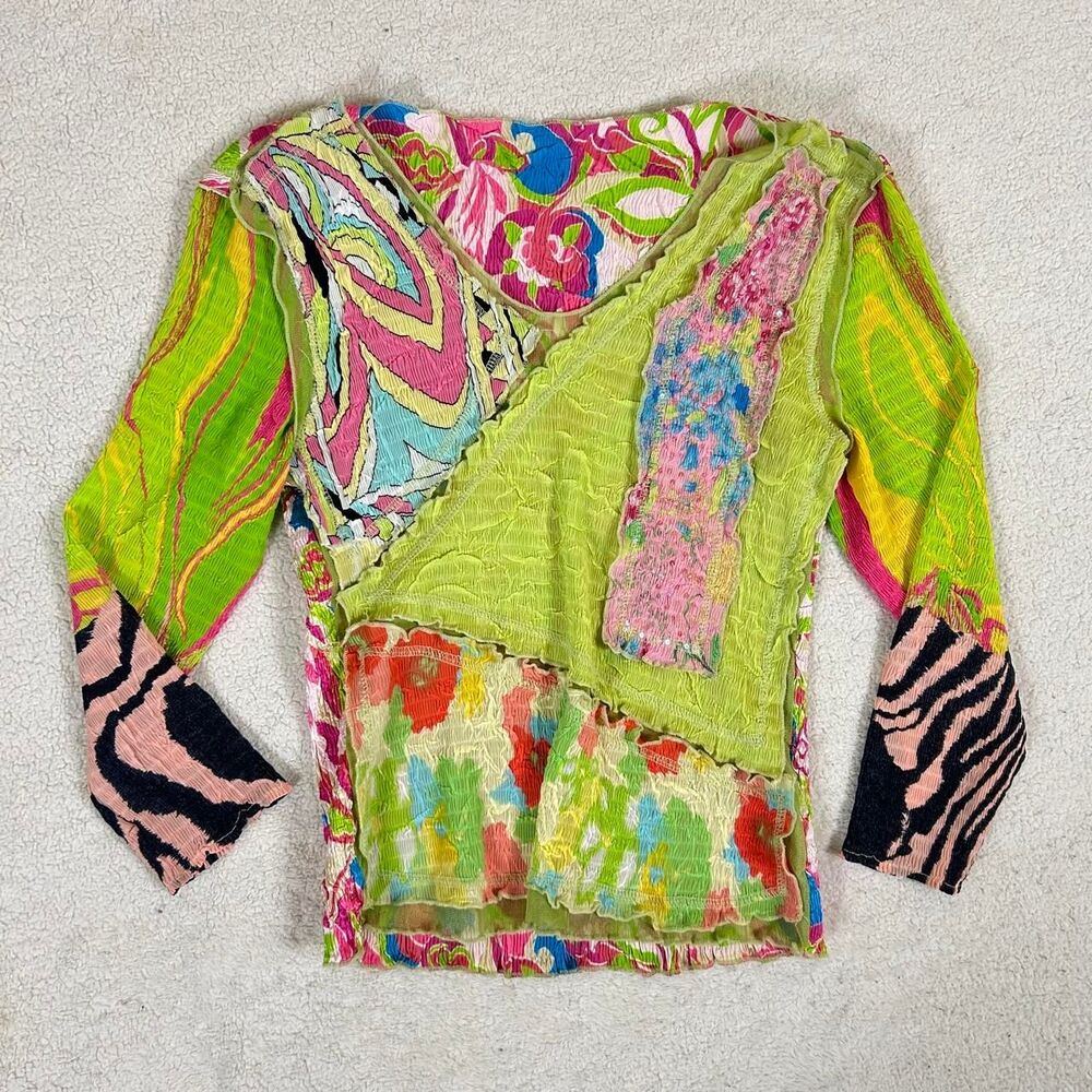 INSANE Y2K Patchwork Whimsy Sequin Midnight Sun Top